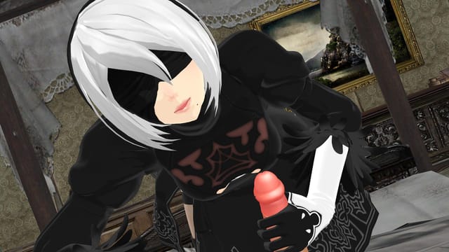 Nier Automata - 2B Handjob & BJ Lewd FRAGGY HentaiGirl — photo 4