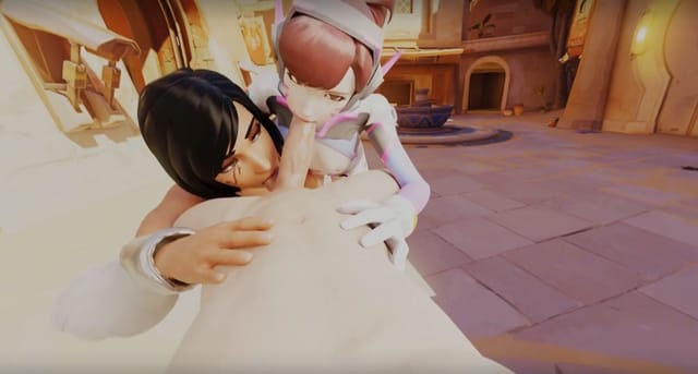 Overwatch D.va and Pharah threesome blowjob LewdVROfficial — photo 1