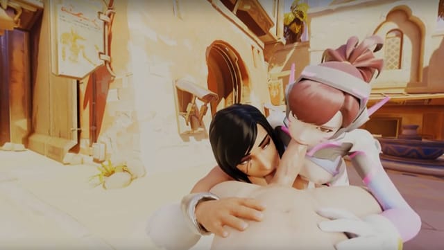 Overwatch D.va and Pharah threesome blowjob LewdVROfficial — photo 2
