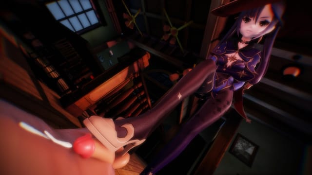 Genshin Impact - Mona Standing Footjob Lewd FRAGGY — photo 1
