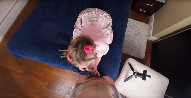 A naughty little girl takes care of daddys cock — photo 6