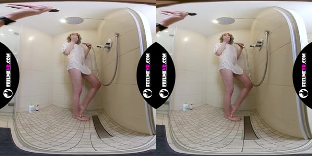 Vr180 video with busty teengirl Limona naked in the shower FeelmeVR — photo 10