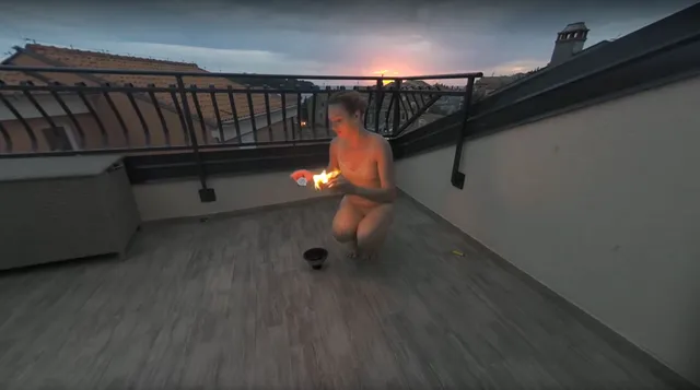 Ginger Babe Lea On Vacation Sunset Fire Dancing Hot Masturbation Fire Crotch Playing With Fire VRgoddess — photo 10