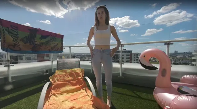Skinny Model Josie Jilling With A Dildo In The Rooftop Sun VRgoddess — photo 9