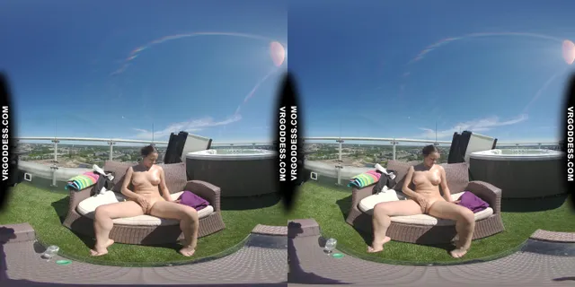 Sunny Afternoon Rooftop Dildo Masturbation College Girl Rosanna VRgoddess — photo 10