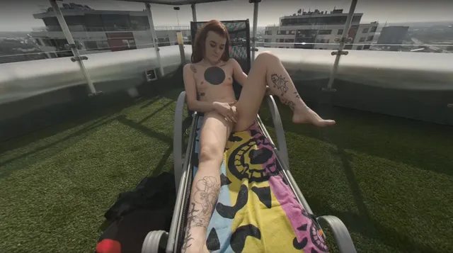 Afternoon Fun In The Sun Hot Tattoo Girl Brille Jills Herself Off Dildoing While Sunbathing VRgoddess — photo 8