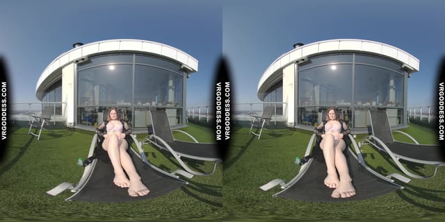 Diana Rooftop Masturbating While Sunbathing Oiling Her Huge Double D Tits Then Hitachi Orgasm VRgoddess — photo 3
