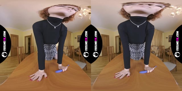 Lilly Mays Masturbates With A Vibrator On The Table 180VR FeelmeVR — photo 10