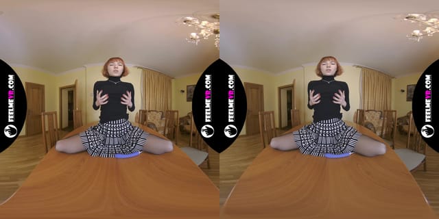 Lilly Mays Masturbates With A Vibrator On The Table 180VR FeelmeVR — photo 9