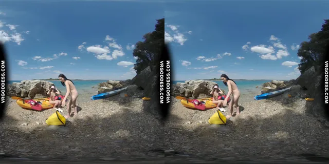 Matty And Josie Kayaking On Vacation Hiking Nude On Abandoned Island VRgoddess — photo 4