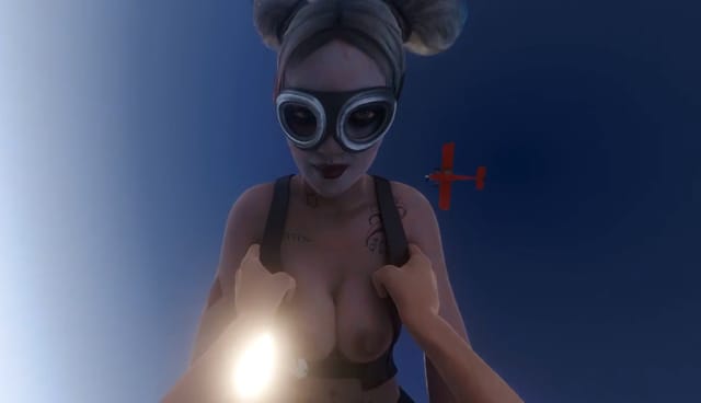 Fuck Harley Quinn skydiving from airplane jump and falling down shortly before opening the parachute — photo 5