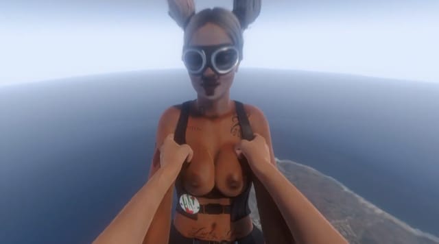 Fuck Harley Quinn skydiving from airplane jump and falling down shortly before opening the parachute — photo 3