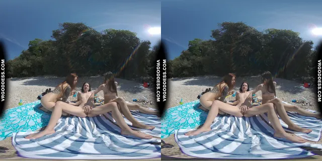 3 Babes On Nude European Beach Mini Lesbian Outdoor Vacation Orgy Matty Cheri Rebeka Ruby VRgoddess — photo 10