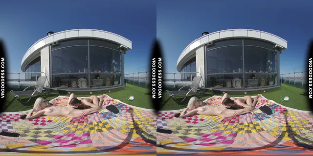 2 Hot Girls Rebeka Ruby And Ingrida Masturbating In The Sun With Glass Dildos Bubbles And Sunbathing VRgoddess — photo 10