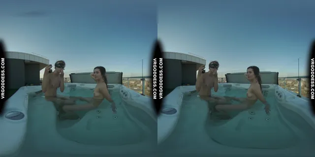 Josie Naked Rooftop Jacuzzi Between The Scenes Dirty Female Director Lesbian Touching Miss Pussycat VRgoddess — photo 8