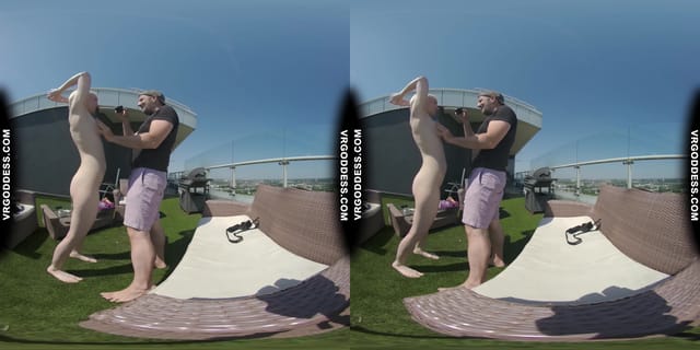 Skinny Pale Ingrida Giving Me Risky Public Rooftop Blowjob Getting Caught Letting Me Cum On Her Tits VRgoddess — photo 10
