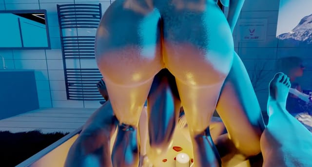 Claire and Ada grinding on a tub with Jill and Ashley masturbating - Resident Evil parody VReal18K — photo 1