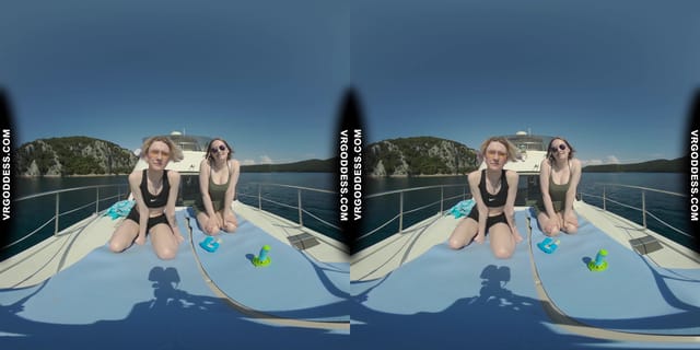 Ingrida And Diana Nude Sunbathing On A Yacht Vacation Playing With Bubbles VRgoddess — photo 4