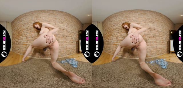 180VR A Redhead Teen Lilly Mays With Big Tits Masturbates At The Wall FeelmeVR — photo 1