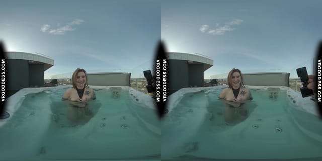 Hot Babe Melonie Rooftop Jacuzzi Dildo Masturbation VRgoddess — photo 9