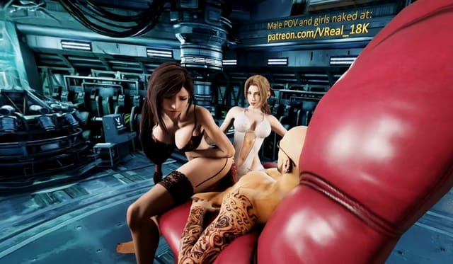 Double Pussyjob - Final Fantasy ft. Tifa Lockhart, Aerith Gainsborough, Rude (A XXX Parody) VR porn — photo 1