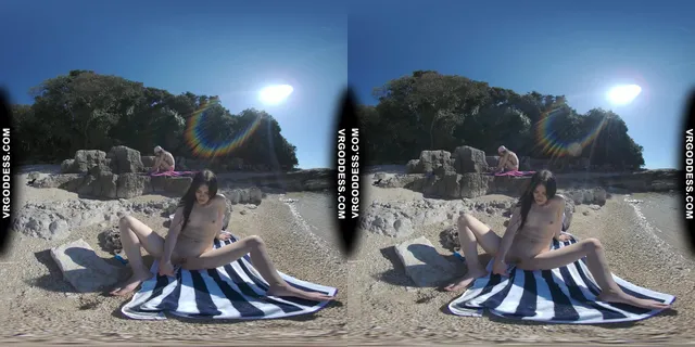 Matty Glass Dildo Masturbating Nude Beach With Josie Sunbathing Nude Background VRgoddess — photo 6