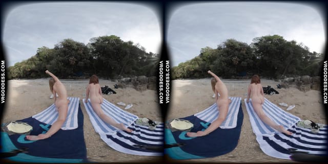 Kristina With Mira On A Tropical Nude Italian Beach Doing Yoga Naked VRgoddess — photo 5