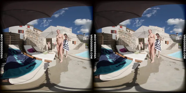 Kristina Emmux And Rebeka Ruby Poolside Naked Sunbathing Swimming Italian Villa VRgoddess — photo 9