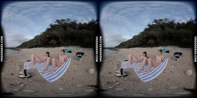 Cloudy Day At A Nude Italian Beach With Sofie And Josie Swimming And Laying Out VRgoddess — photo 47