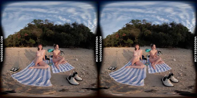 Cloudy Day At A Nude Italian Beach With Sofie And Josie Swimming And Laying Out VRgoddess — photo 9