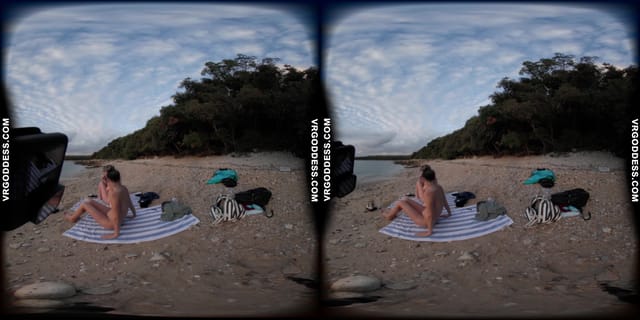 Cloudy Day At A Nude Italian Beach With Sofie And Josie Swimming And Laying Out VRgoddess — photo 5