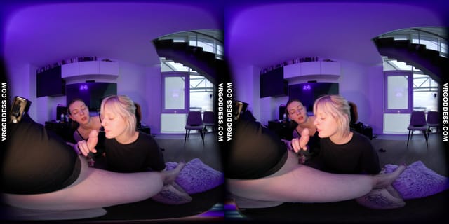 Behind The Scenes Double Blowjob Mouthcum From Rebeka Ruby And Her Friend Brille VRgoddess — photo 27
