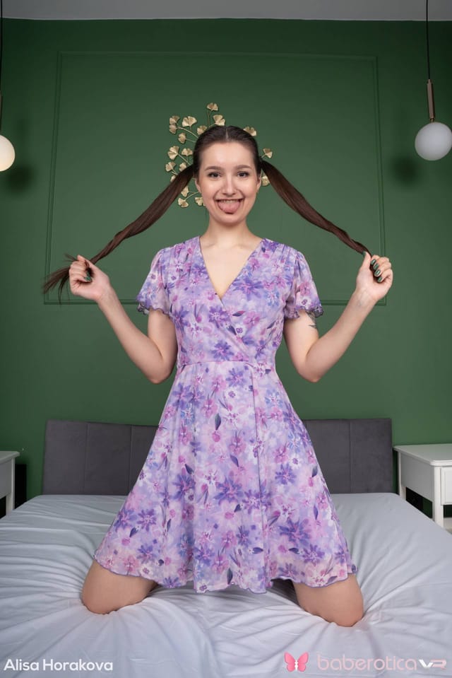 Rainbow Dildo Stretches Cute And Busty Alisa Horakova BaberoticaVR — photo 48