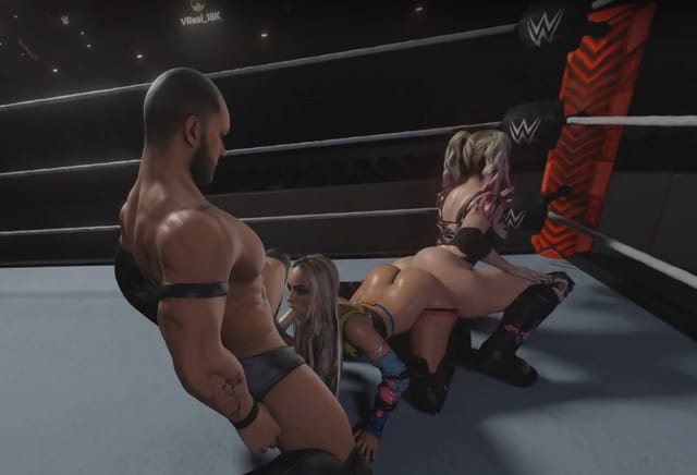 WWE - Liv Morgan and Alexa Bliss reverse spitroast (ass-to-ass) threesome (A XXX Parody) VR porn — photo 3