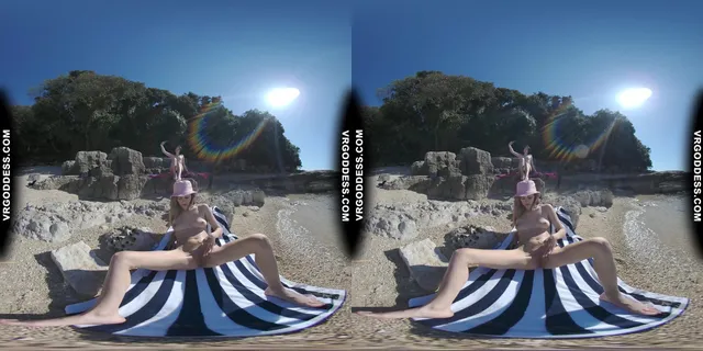 Josie Dildo Masturbating On Public Nude Beach Matty In Background VRgoddess — photo 7