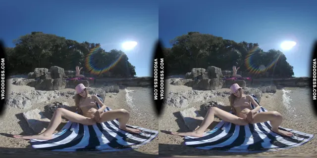 Josie Dildo Masturbating On Public Nude Beach Matty In Background VRgoddess — photo 9