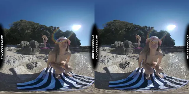 Josie Dildo Masturbating On Public Nude Beach Matty In Background VRgoddess — photo 10