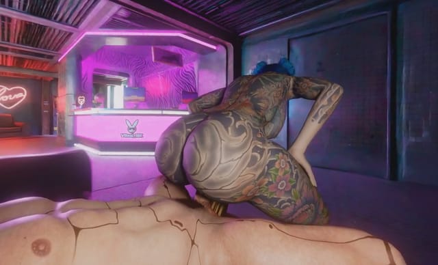 Cheri Nowlin giving you a proper Reception at Clouds nightclub, Cyberpunk 2077 parody — photo 3