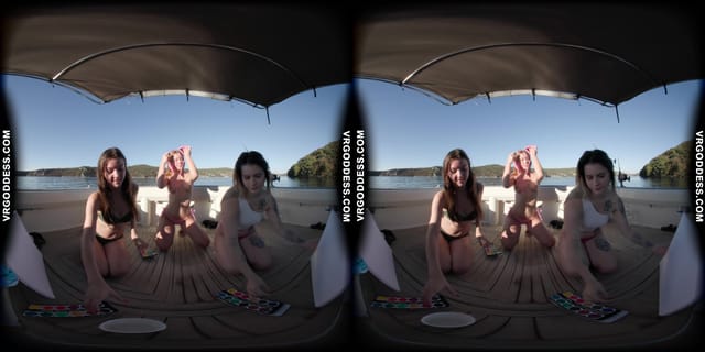 Triple Girls Nude Painting Art On A Yacht And Swimming In The Sea While On Vacation In Italy VRgoddess — photo 10